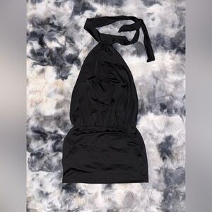 Elegant Backless Black Halter Dress